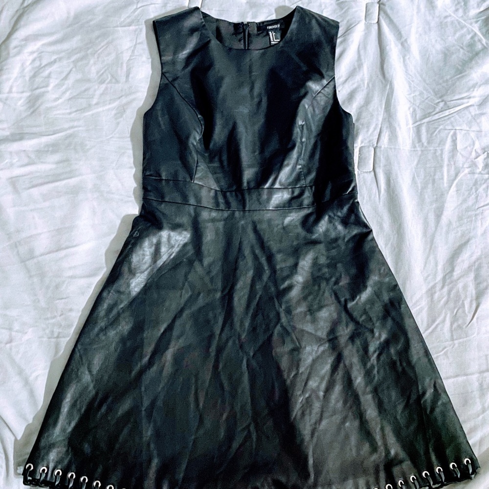 Forever 21 Black Faux Leather Dress (Small)